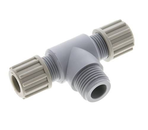 12x10mm & G1/2'' PA T-Shape Tee Compression Fitting with Male Threads 10 bar