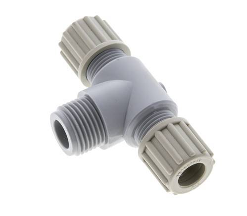 12x10mm & G1/2'' PA T-Shape Tee Compression Fitting with Male Threads 10 bar