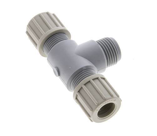 14x12mm & G1/2'' PA T-Shape Tee Compression Fitting with Male Threads 10 bar