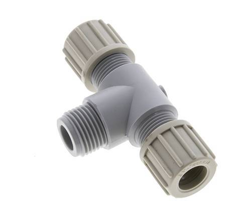 14x12mm & G1/2'' PA T-Shape Tee Compression Fitting with Male Threads 10 bar