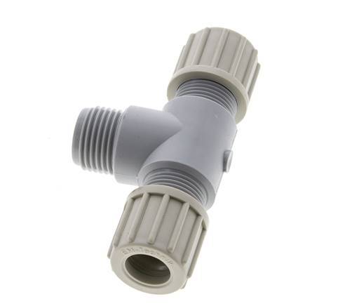 14x12mm & G1/2'' PA T-Shape Tee Compression Fitting with Male Threads 10 bar