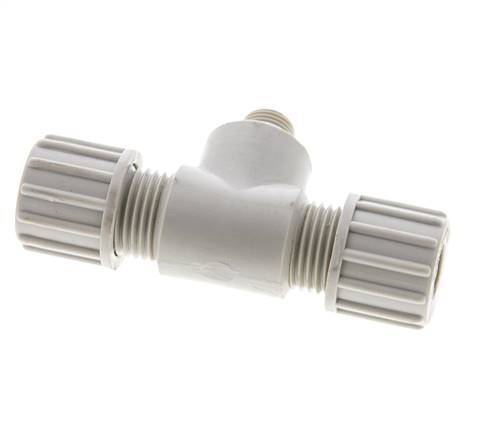 10x8mm & G1/8'' PP T-Shape Tee Compression Fitting with Male Threads 10 bar