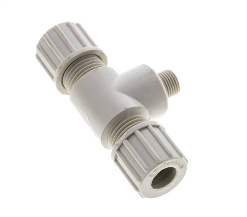 10x8mm & G1/8'' PP T-Shape Tee Compression Fitting with Male Threads 10 bar