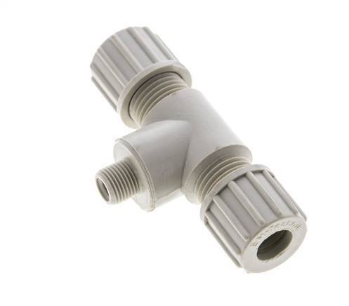 10x8mm & G1/8'' PP T-Shape Tee Compression Fitting with Male Threads 10 bar