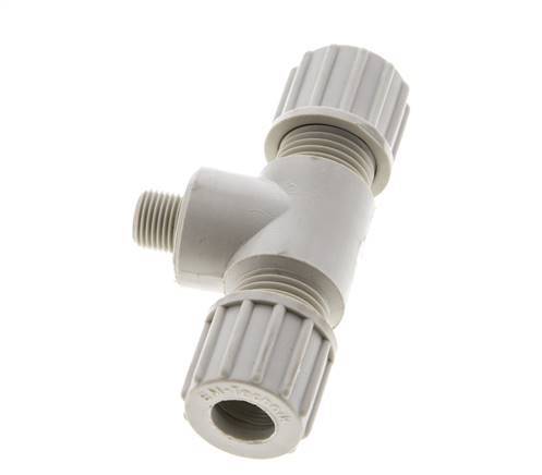 10x8mm & G1/8'' PP T-Shape Tee Compression Fitting with Male Threads 10 bar