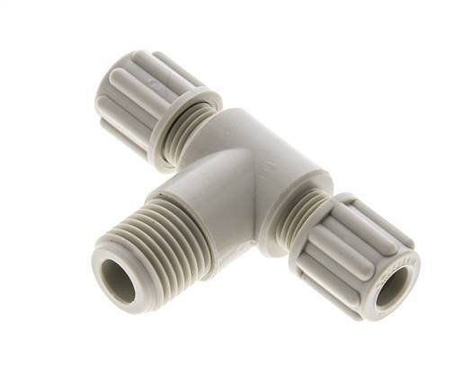 6x4mm & G1/4'' PP T-Shape Tee Compression Fitting with Male Threads 10 bar