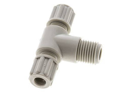 6x4mm & G1/4'' PP T-Shape Tee Compression Fitting with Male Threads 10 bar