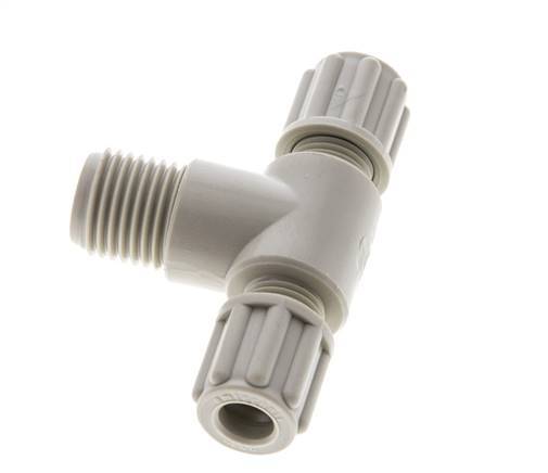 6x4mm & G1/4'' PP T-Shape Tee Compression Fitting with Male Threads 10 bar