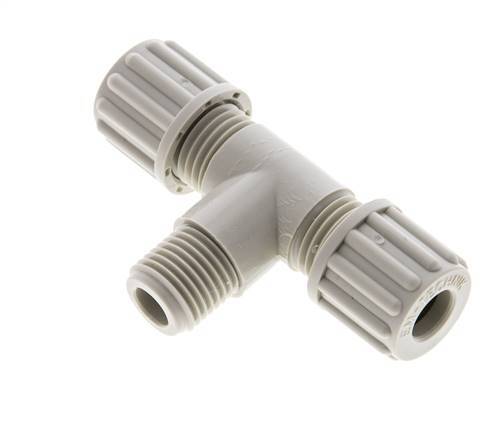 8x6mm & G1/4'' PP T-Shape Tee Compression Fitting with Male Threads 10 bar