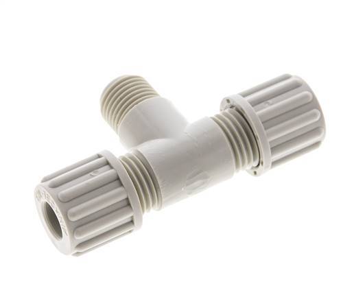 8x6mm & G1/4'' PP T-Shape Tee Compression Fitting with Male Threads 10 bar