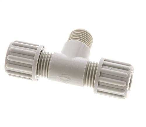 8x6mm & G1/4'' PP T-Shape Tee Compression Fitting with Male Threads 10 bar