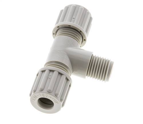 8x6mm & G1/4'' PP T-Shape Tee Compression Fitting with Male Threads 10 bar