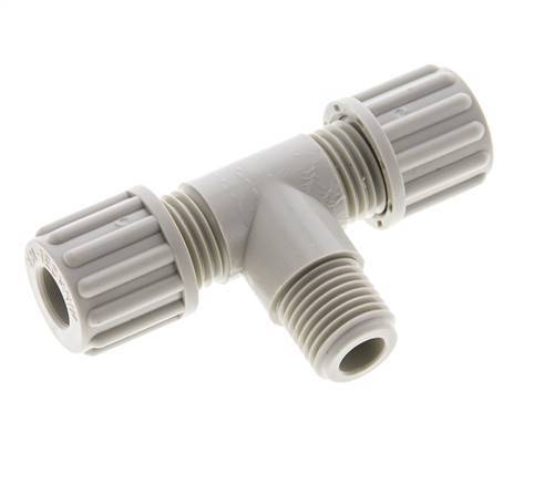 8x6mm & G1/4'' PP T-Shape Tee Compression Fitting with Male Threads 10 bar