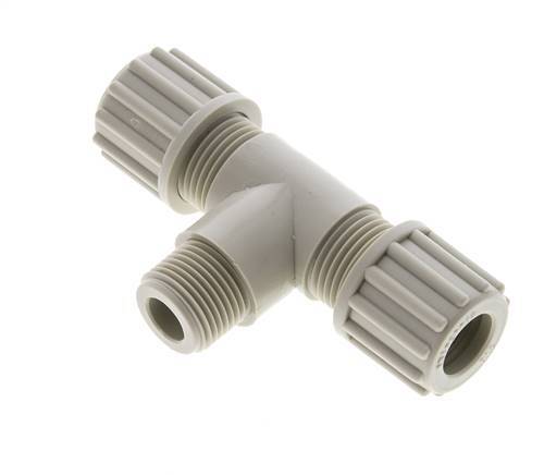 12x10mm & G3/8'' PP T-Shape Tee Compression Fitting with Male Threads 10 bar