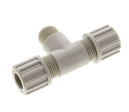 12x10mm & G3/8'' PP T-Shape Tee Compression Fitting with Male Threads 10 bar