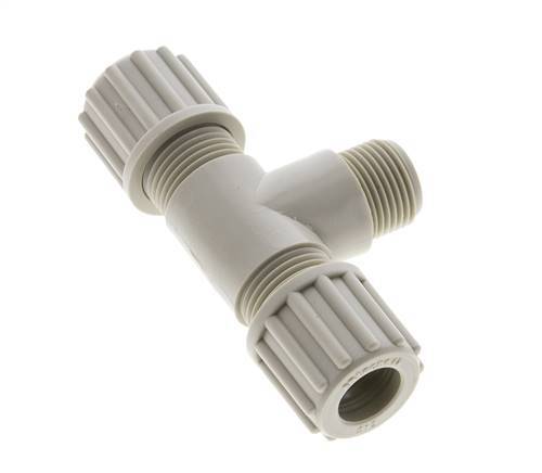 12x10mm & G3/8'' PP T-Shape Tee Compression Fitting with Male Threads 10 bar