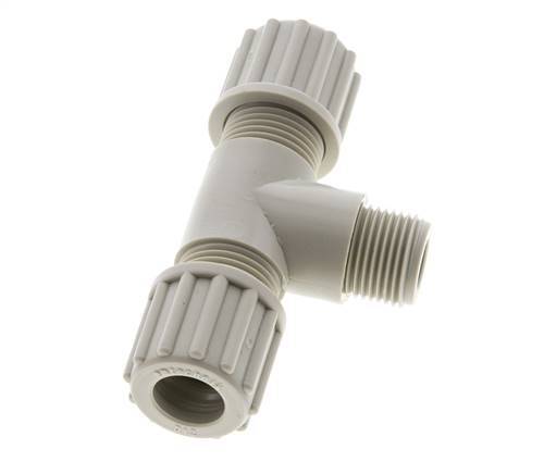 12x10mm & G3/8'' PP T-Shape Tee Compression Fitting with Male Threads 10 bar