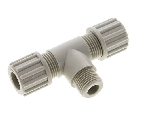 12x10mm & G3/8'' PP T-Shape Tee Compression Fitting with Male Threads 10 bar