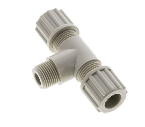 12x10mm & G3/8'' PP T-Shape Tee Compression Fitting with Male Threads 10 bar