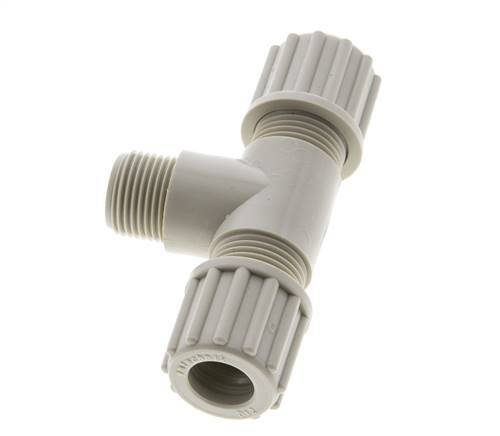12x10mm & G3/8'' PP T-Shape Tee Compression Fitting with Male Threads 10 bar