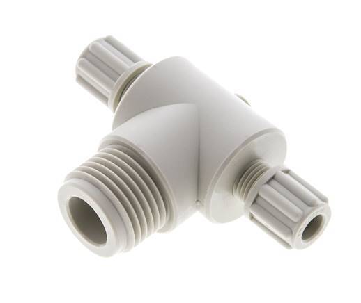 6x4mm & G1/2'' PP T-Shape Tee Compression Fitting with Male Threads 10 bar