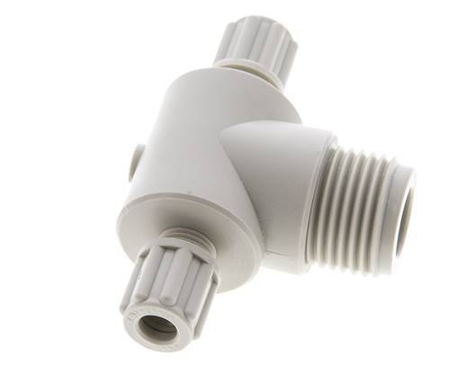 6x4mm & G1/2'' PP T-Shape Tee Compression Fitting with Male Threads 10 bar