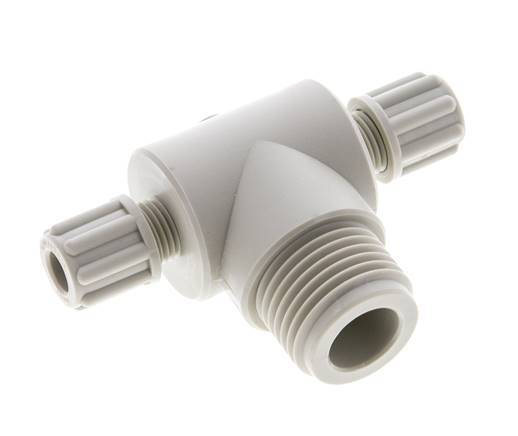 6x4mm & G1/2'' PP T-Shape Tee Compression Fitting with Male Threads 10 bar