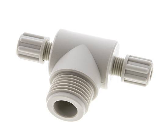 6x4mm & G1/2'' PP T-Shape Tee Compression Fitting with Male Threads 10 bar