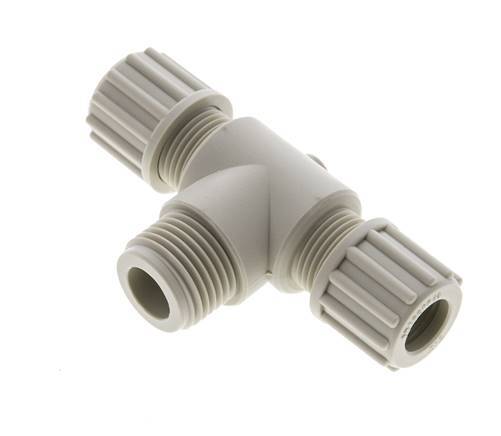 12x10mm & G1/2'' PP T-Shape Tee Compression Fitting with Male Threads 10 bar