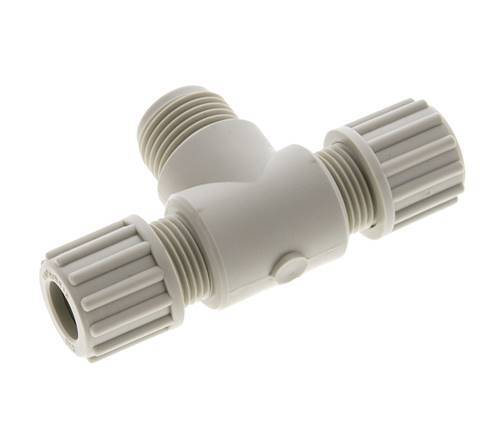 12x10mm & G1/2'' PP T-Shape Tee Compression Fitting with Male Threads 10 bar