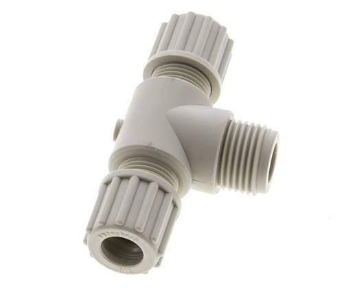 12x10mm & G1/2'' PP T-Shape Tee Compression Fitting with Male Threads 10 bar