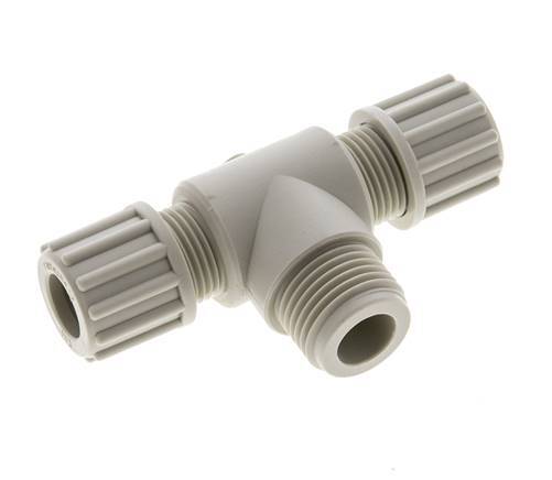 12x10mm & G1/2'' PP T-Shape Tee Compression Fitting with Male Threads 10 bar
