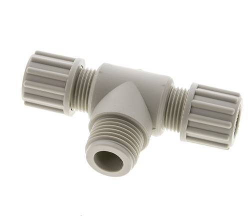 12x10mm & G1/2'' PP T-Shape Tee Compression Fitting with Male Threads 10 bar