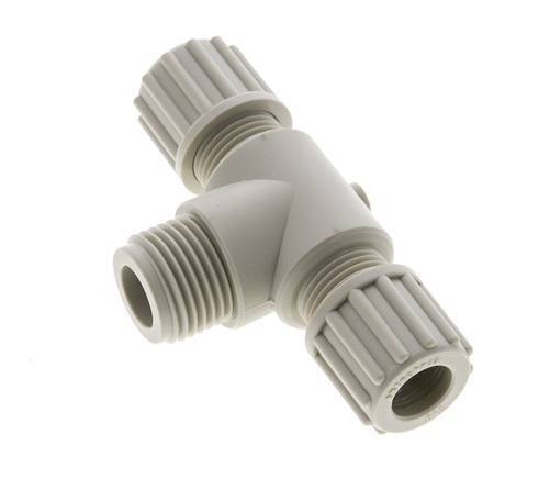 12x10mm & G1/2'' PP T-Shape Tee Compression Fitting with Male Threads 10 bar