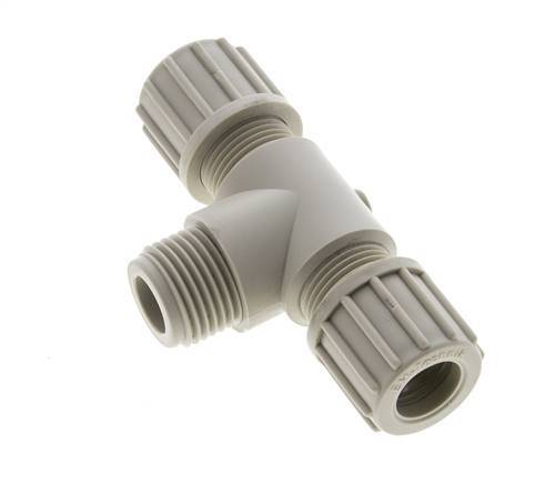 14x12mm & G1/2'' PP T-Shape Tee Compression Fitting with Male Threads 10 bar