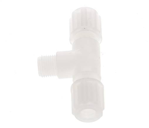 6x4mm & G1/8'' PVDF T-Shape Tee Compression Fitting with Male Threads 10 bar