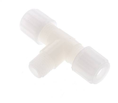 8x6mm & G1/4'' PVDF T-Shape Tee Compression Fitting with Male Threads 10 bar