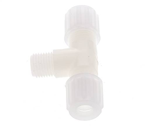 8x6mm & G1/4'' PVDF T-Shape Tee Compression Fitting with Male Threads 10 bar