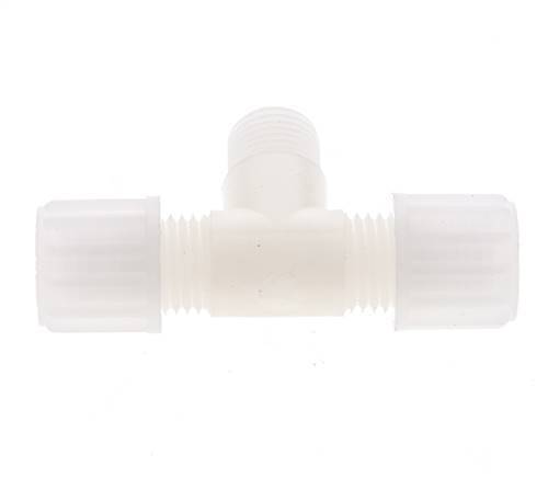 8x6mm & G1/4'' PVDF T-Shape Tee Compression Fitting with Male Threads 10 bar