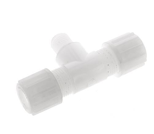 12x10mm & G1/4'' PVDF T-Shape Tee Compression Fitting with Male Threads 10 bar