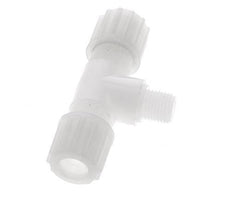 12x10mm & G1/4'' PVDF T-Shape Tee Compression Fitting with Male Threads 10 bar