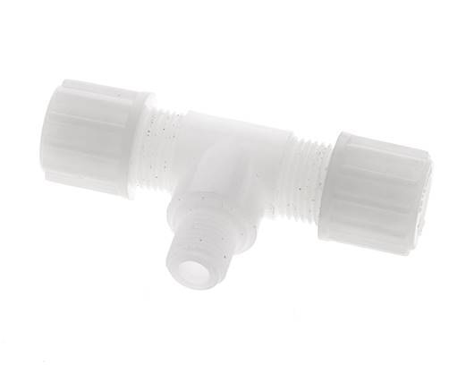 12x10mm & G1/4'' PVDF T-Shape Tee Compression Fitting with Male Threads 10 bar