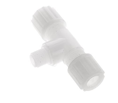 12x10mm & G1/4'' PVDF T-Shape Tee Compression Fitting with Male Threads 10 bar