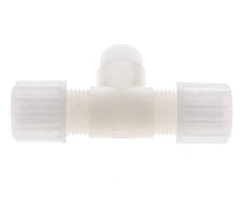 8x6mm & G1/2'' PVDF T-Shape Tee Compression Fitting with Male Threads 10 bar