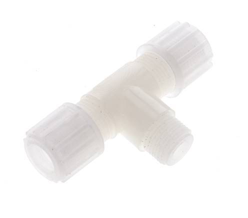 8x6mm & G1/2'' PVDF T-Shape Tee Compression Fitting with Male Threads 10 bar