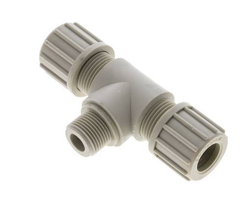 14x12mm & G3/8'' PVDF T-Shape Tee Compression Fitting with Male Threads 10 bar