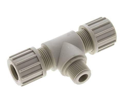 14x12mm & G3/8'' PVDF T-Shape Tee Compression Fitting with Male Threads 10 bar
