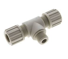 14x12mm & G3/8'' PVDF T-Shape Tee Compression Fitting with Male Threads 10 bar