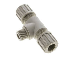 14x12mm & G3/8'' PVDF T-Shape Tee Compression Fitting with Male Threads 10 bar