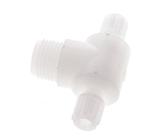 6x4mm & G1/2'' PVDF T-Shape Tee Compression Fitting with Male Threads 10 bar